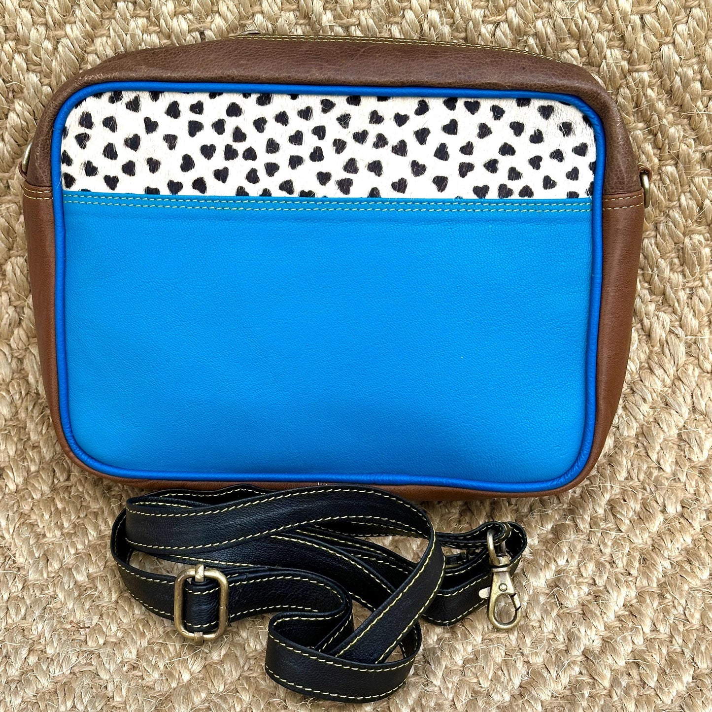 Coloured Leather Cross Body Bag with Animal Print - JayKayBoutiqueOnline