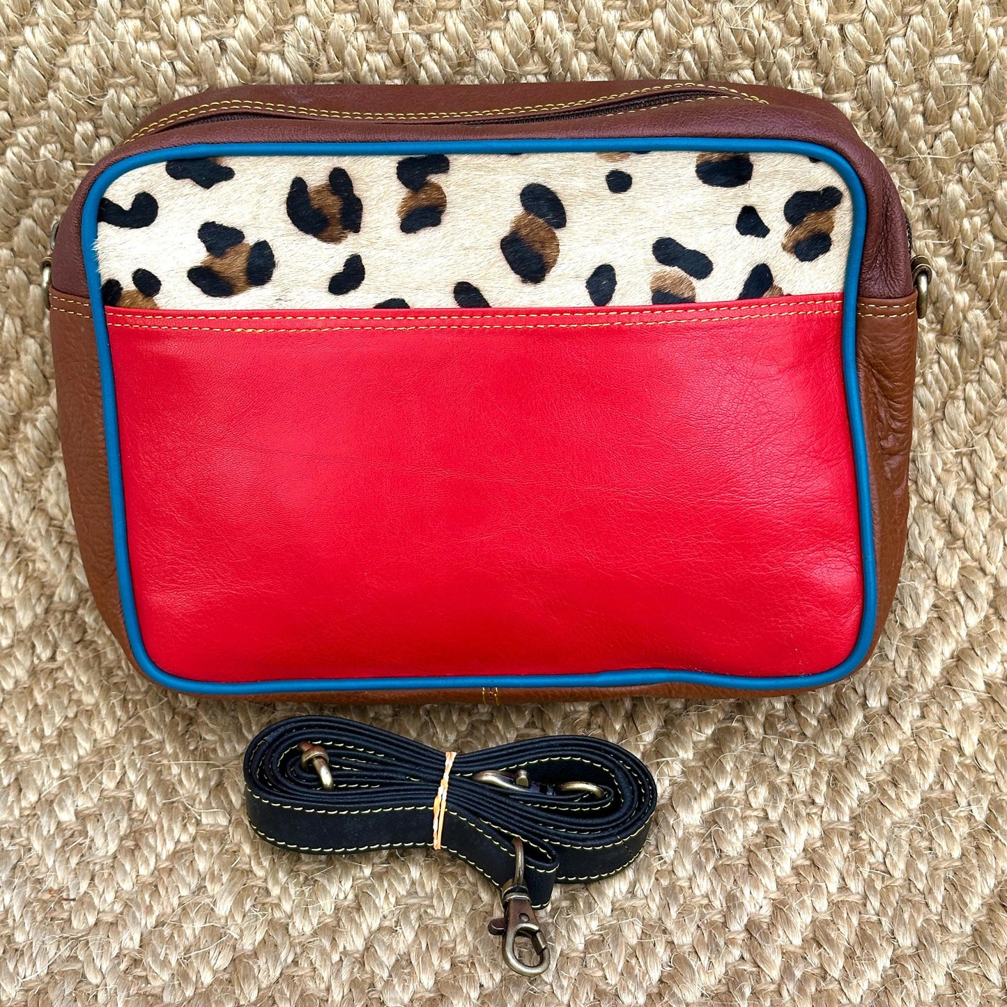 Coloured Leather Cross Body Bag with Animal Print - JayKayBoutiqueOnline