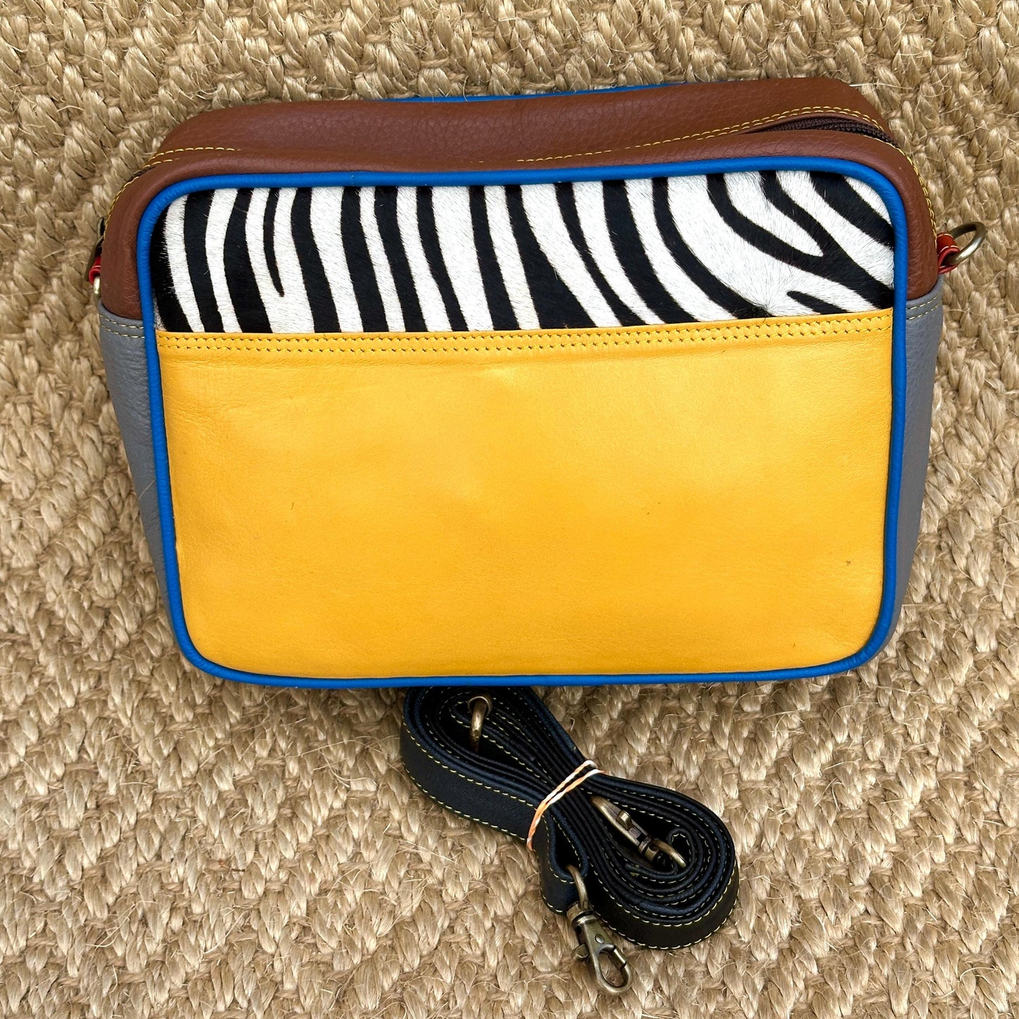 Coloured Leather Cross Body Bag with Animal Print - JayKayBoutiqueOnline