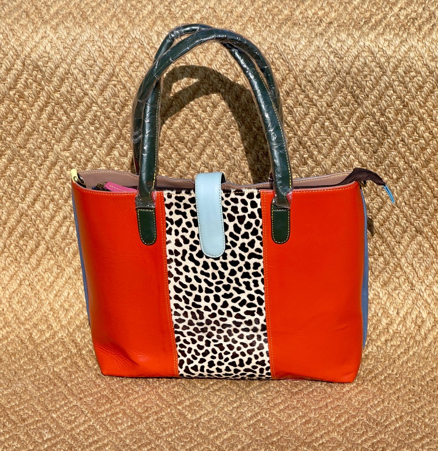 Coloured Leather Laptop Tote Office Bag with Shoulder Strap - JayKayBoutiqueOnline