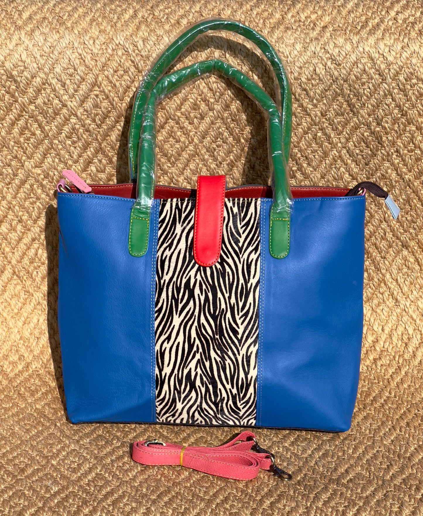 Coloured Leather Laptop Tote Office Bag with Shoulder Strap - JayKayBoutiqueOnline
