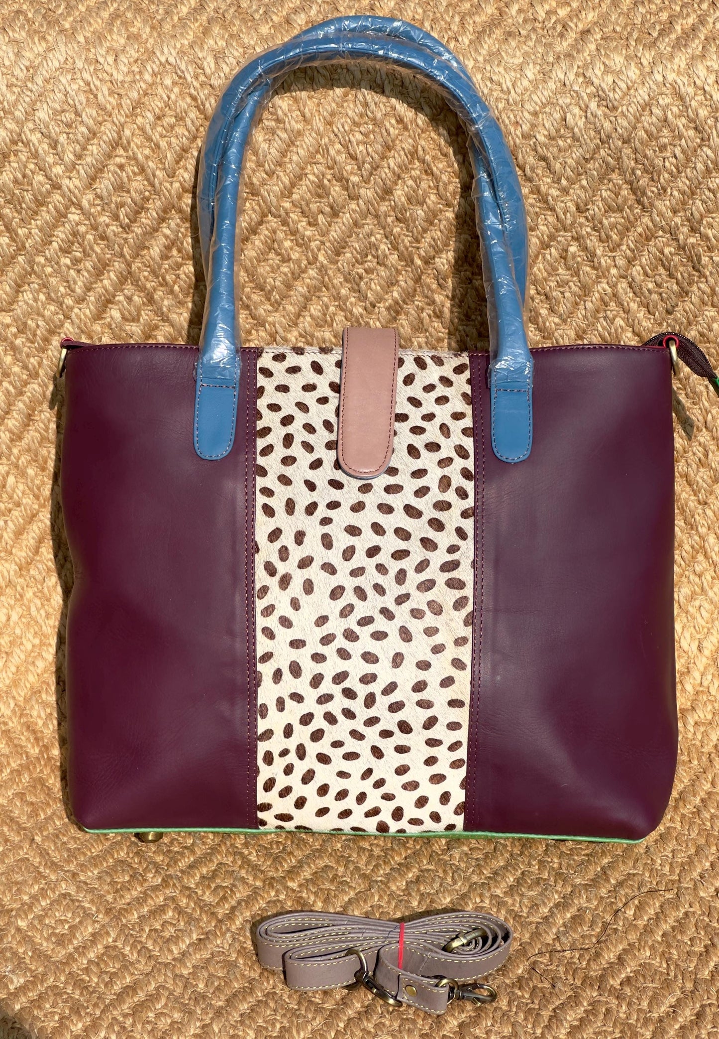 Coloured Leather Laptop Tote Office Bag with Shoulder Strap - JayKayBoutiqueOnline
