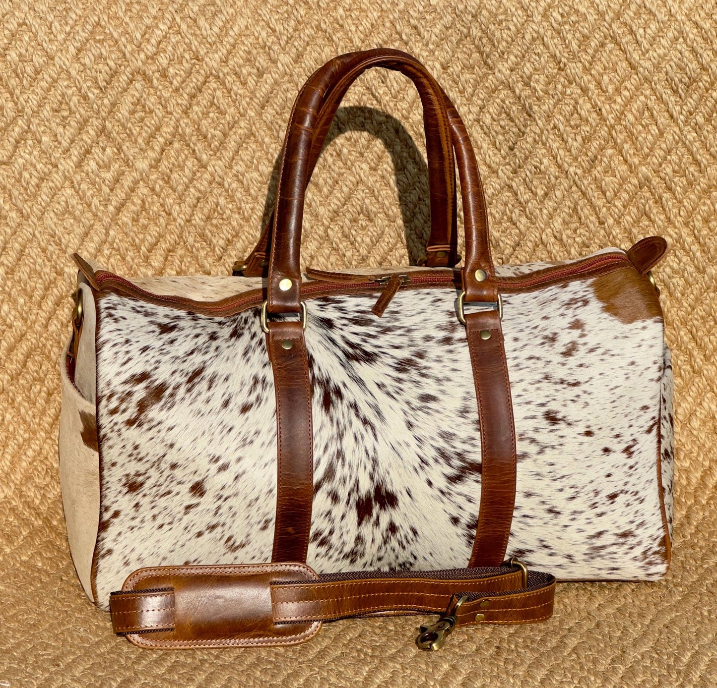 Western Style Leather Duffle Bag with hair on - JayKayBoutiqueOnline