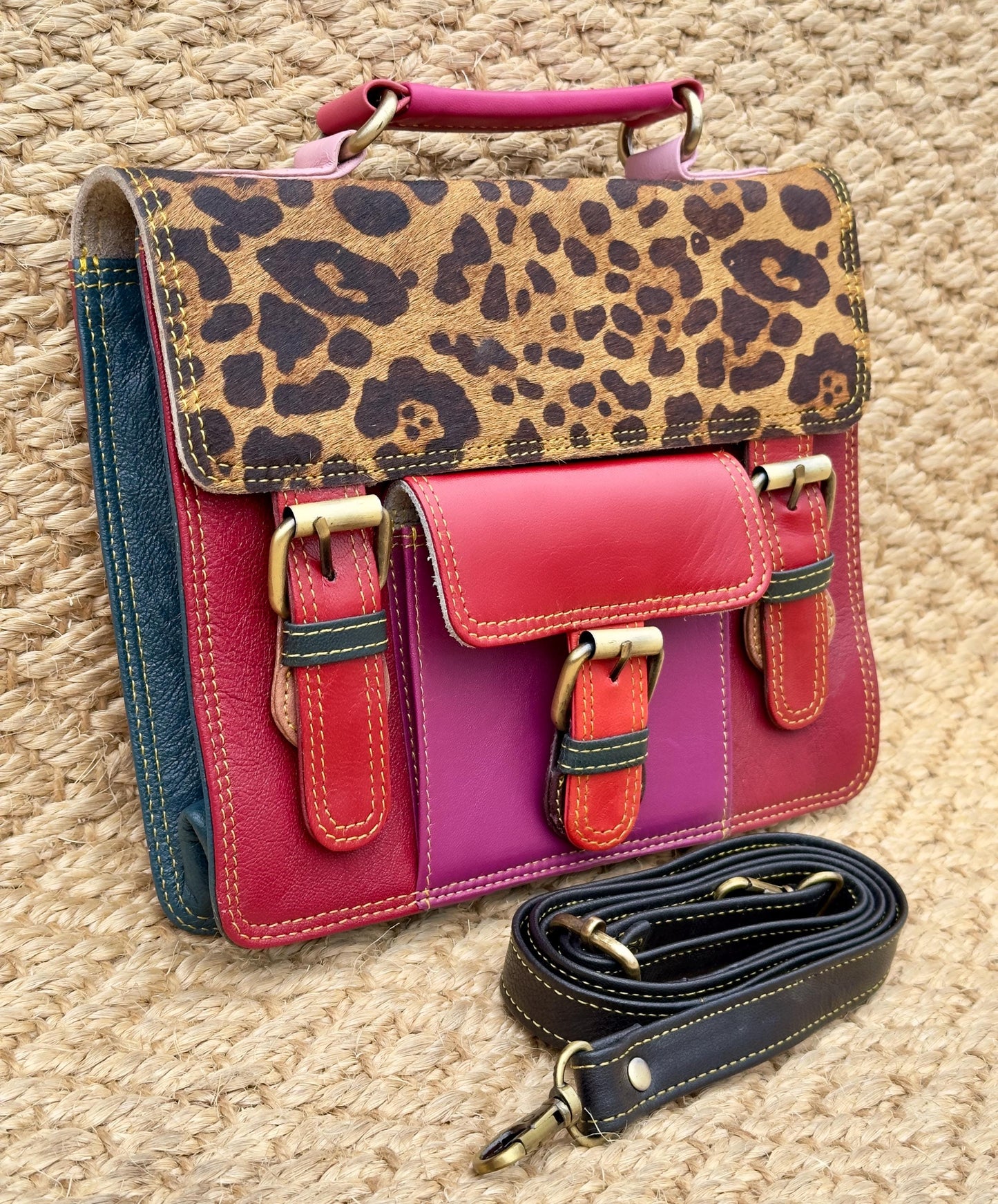 Coloured Leather Cross Body Satchel Bag - JayKayBoutiqueOnline