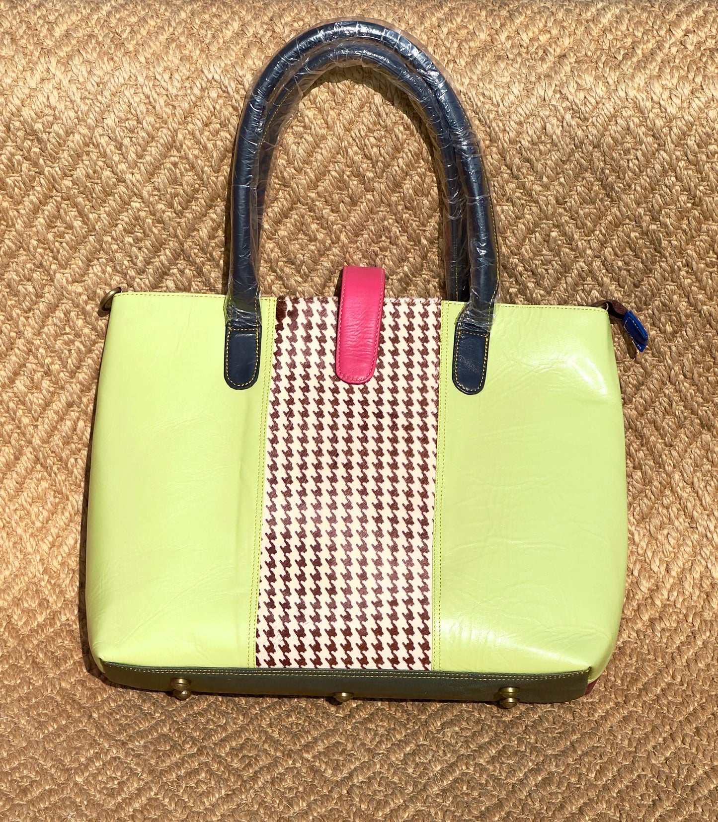 Coloured Leather Laptop Tote Office Bag with Shoulder Strap - JayKayBoutiqueOnline