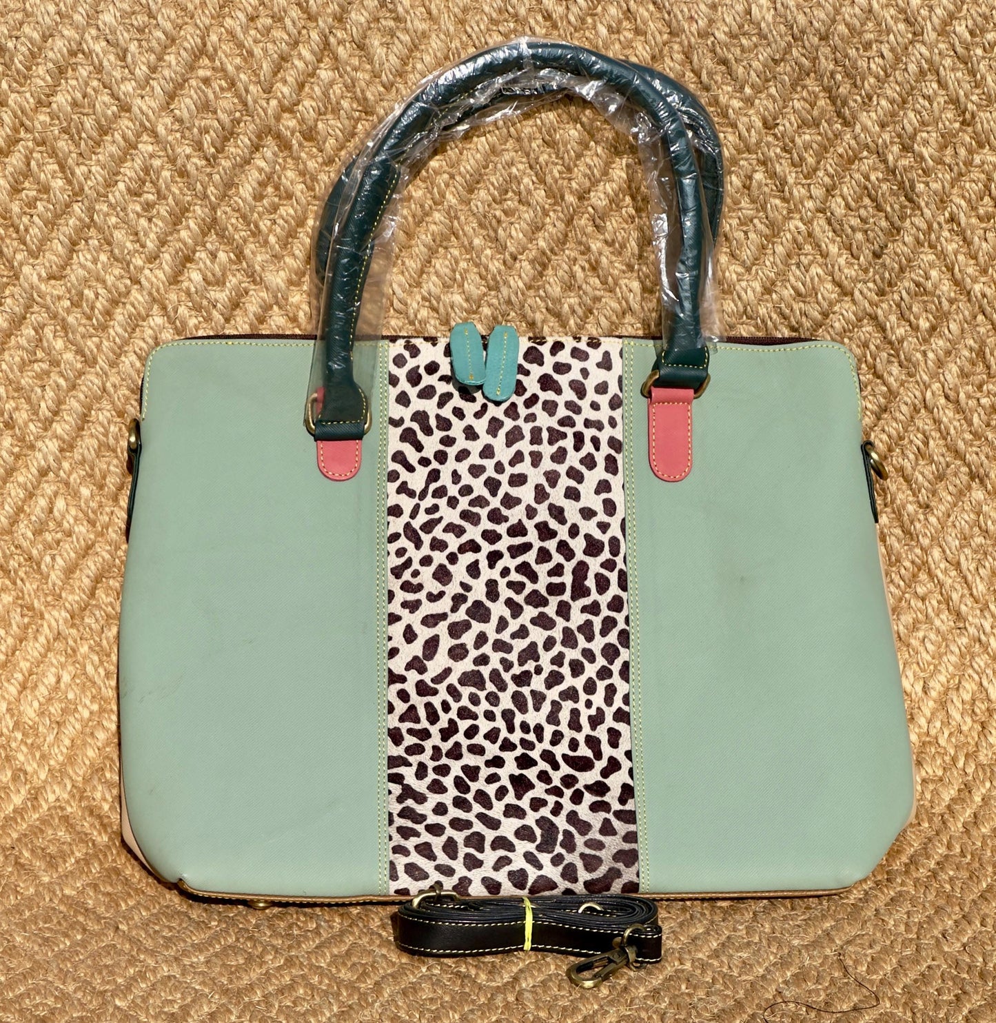 Coloured Leather Laptop Tote Bag with shoulder strap - JayKayBoutiqueOnline