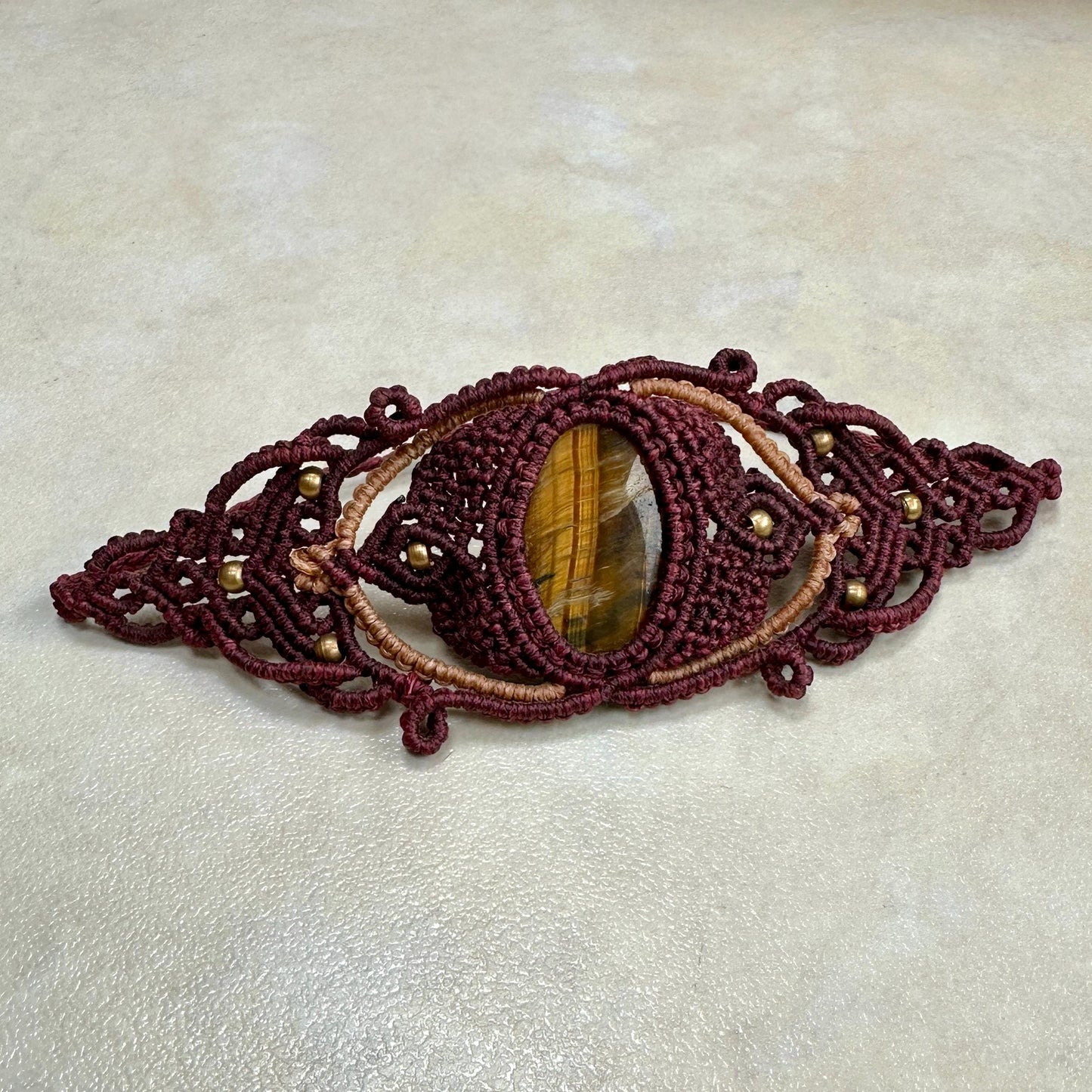 Macrame large Cuff Bracelet Armband with precious stones - JayKayBoutiqueOnline