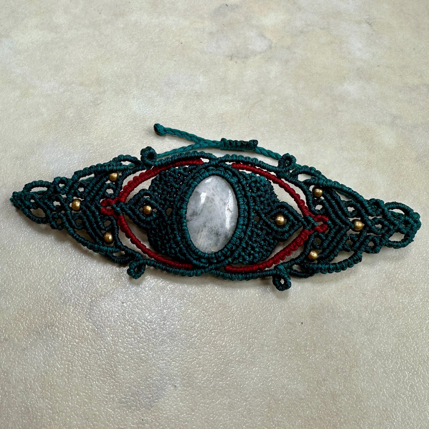 Macrame large Cuff Bracelet Armband with precious stones - JayKayBoutiqueOnline