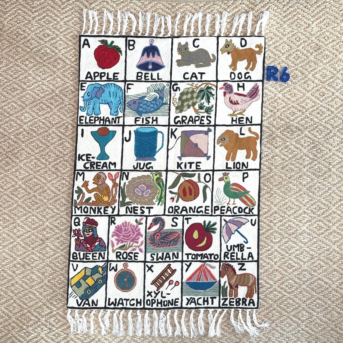 Wall Hanging ABC Tapestry Hand Woven Wool with top loops - JayKayBoutiqueOnline