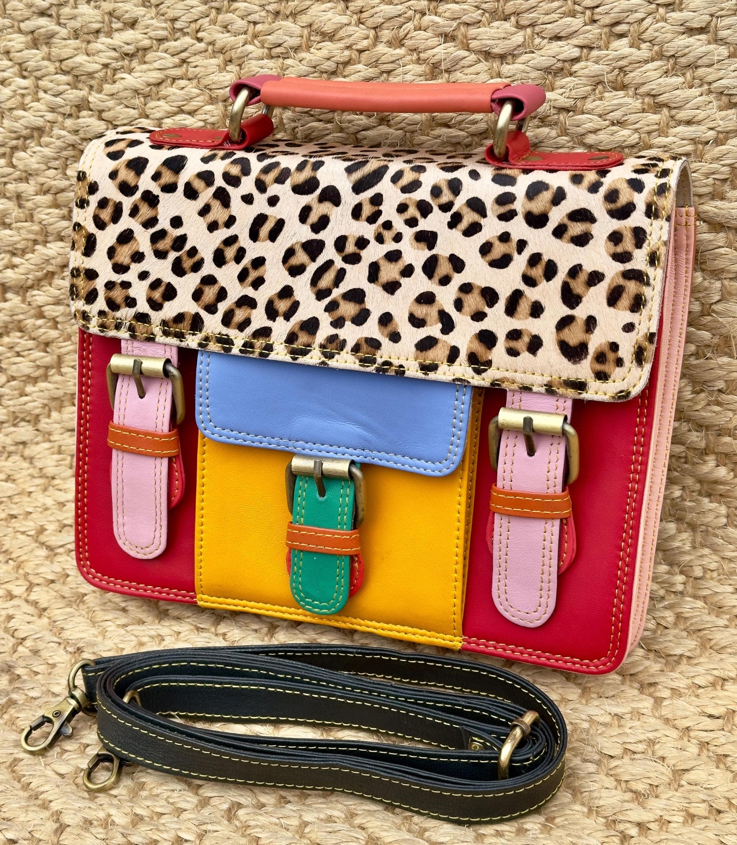 Coloured Leather Cross Body Satchel Bag - JayKayBoutiqueOnline