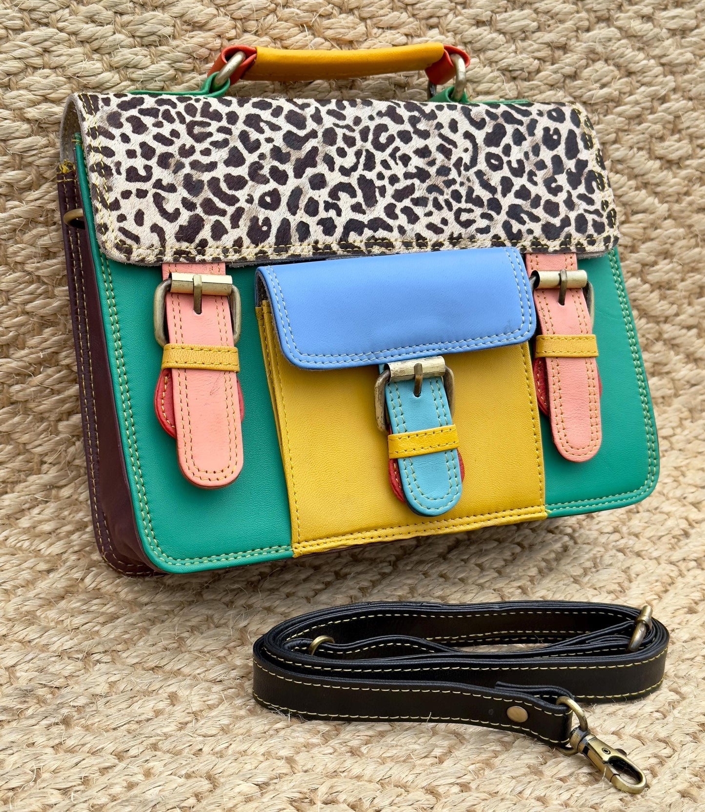 Coloured Leather Cross Body Satchel Bag - JayKayBoutiqueOnline