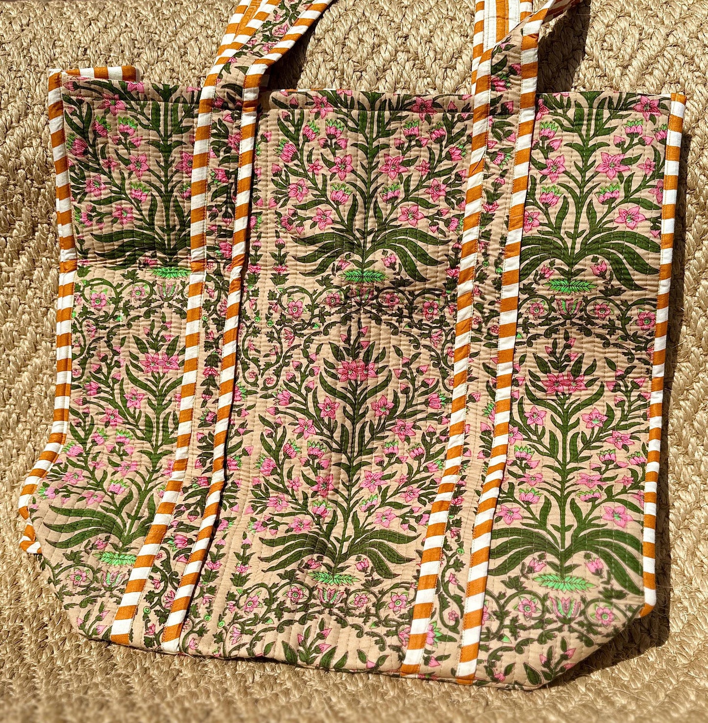 Cotton Quilted Tote Bag - JayKayBoutiqueOnline