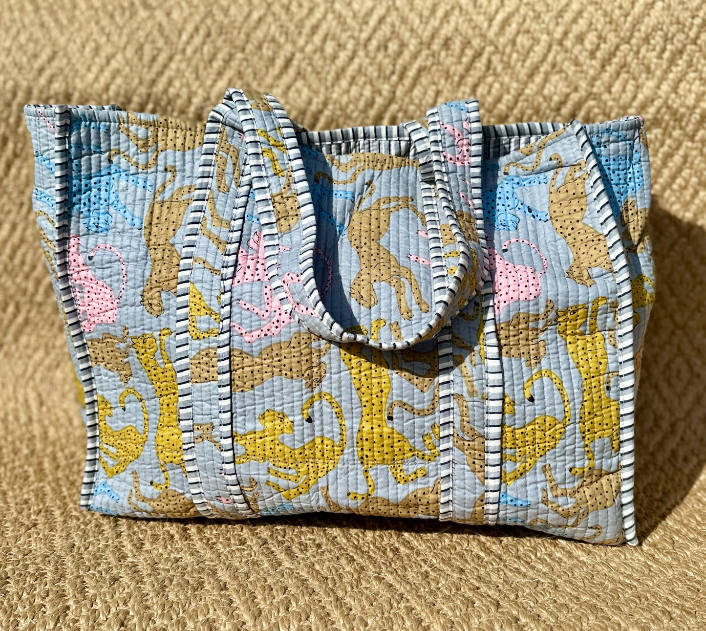 Cotton Quilted Bag with Animal Print - JayKayBoutiqueOnline
