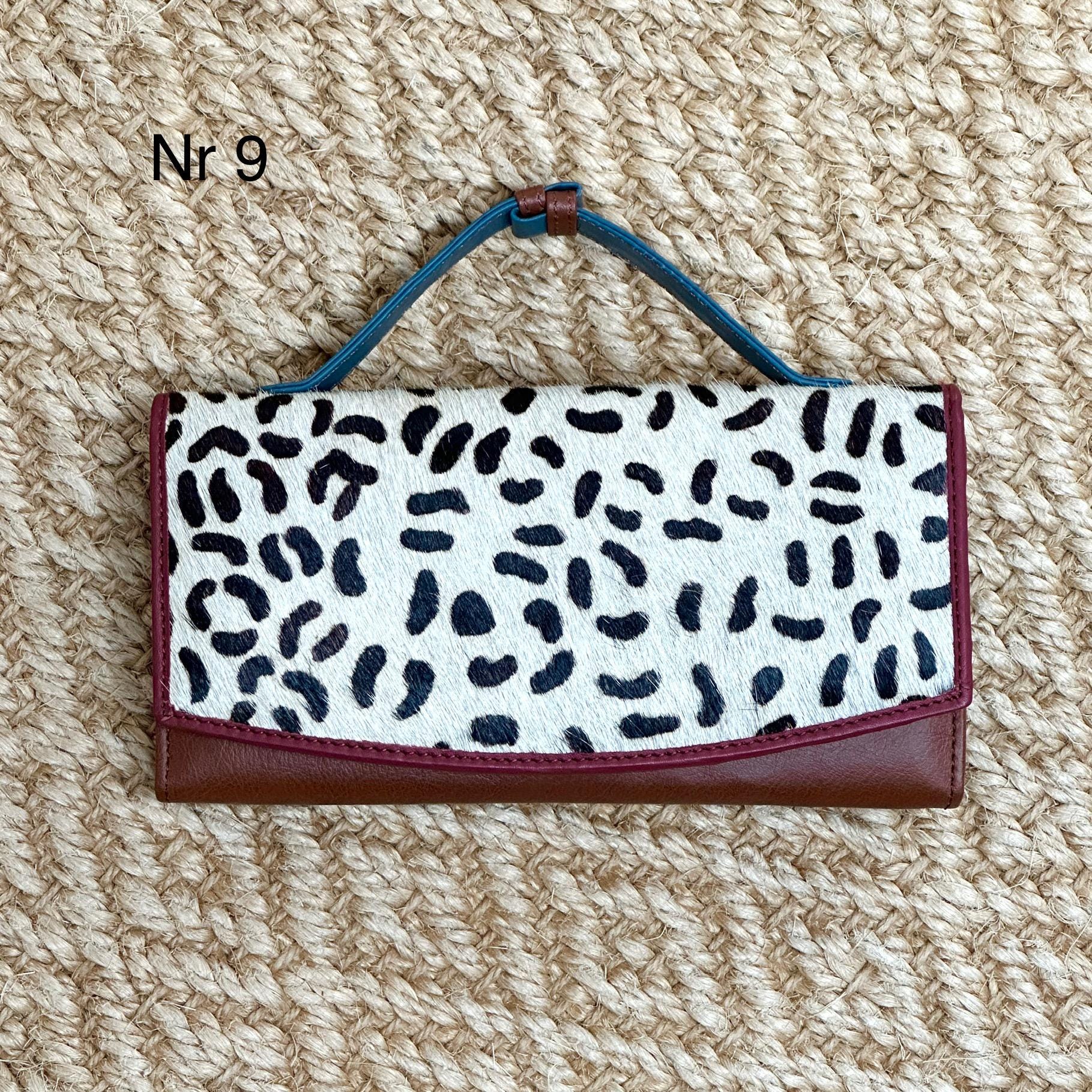 Recycled Leather Clutch Wallet with Animal Print Hide - JayKayBoutiqueOnline