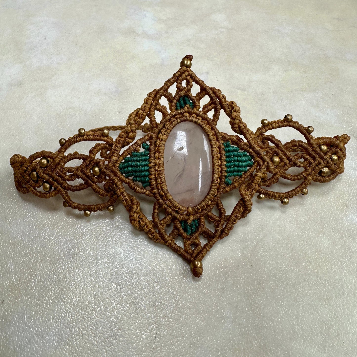 Macrame large Cuff Bracelet Armband with precious stones - JayKayBoutiqueOnline