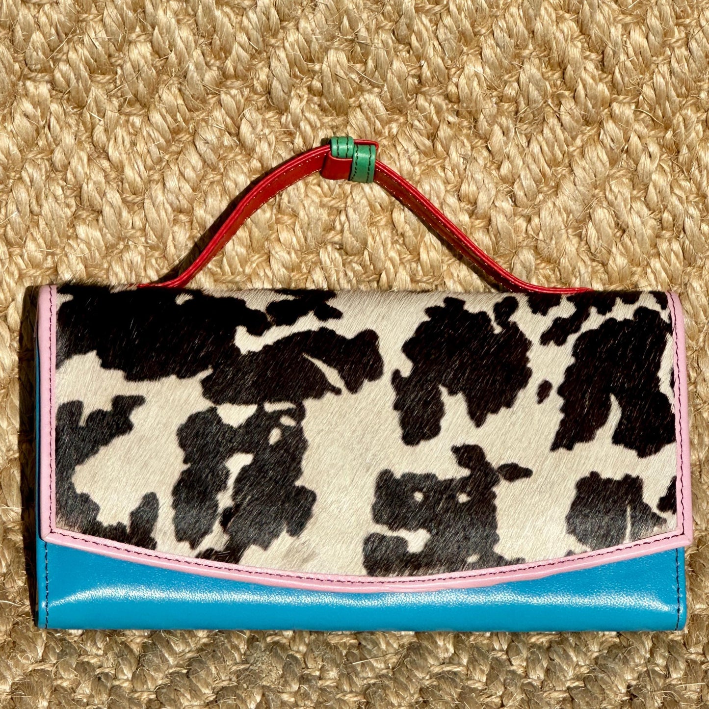 Coloured Leather Clutch Wallet with Animal Print Hide - JayKayBoutiqueOnline