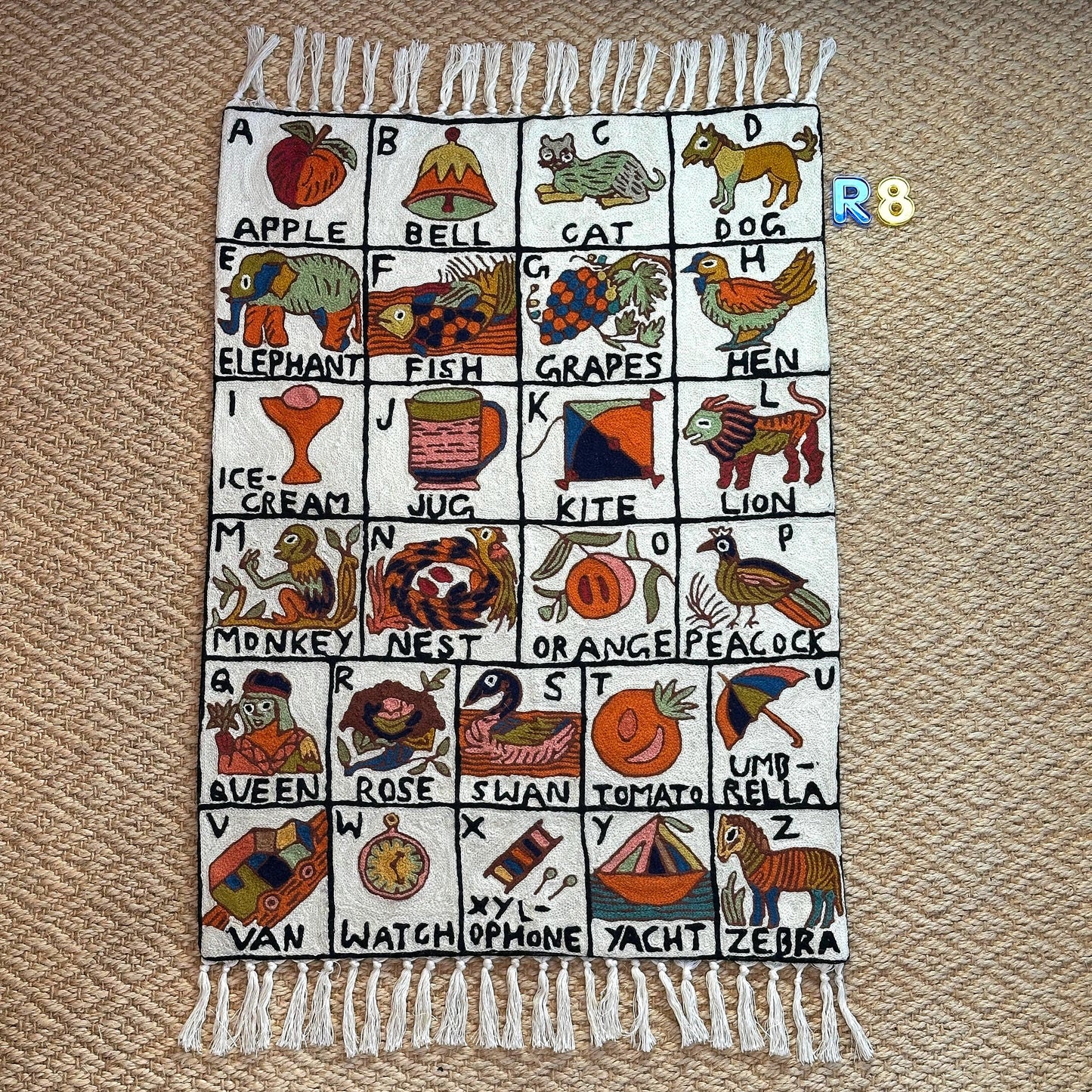 Wall Hanging ABC Tapestry Hand Woven Wool with top loops - JayKayBoutiqueOnline