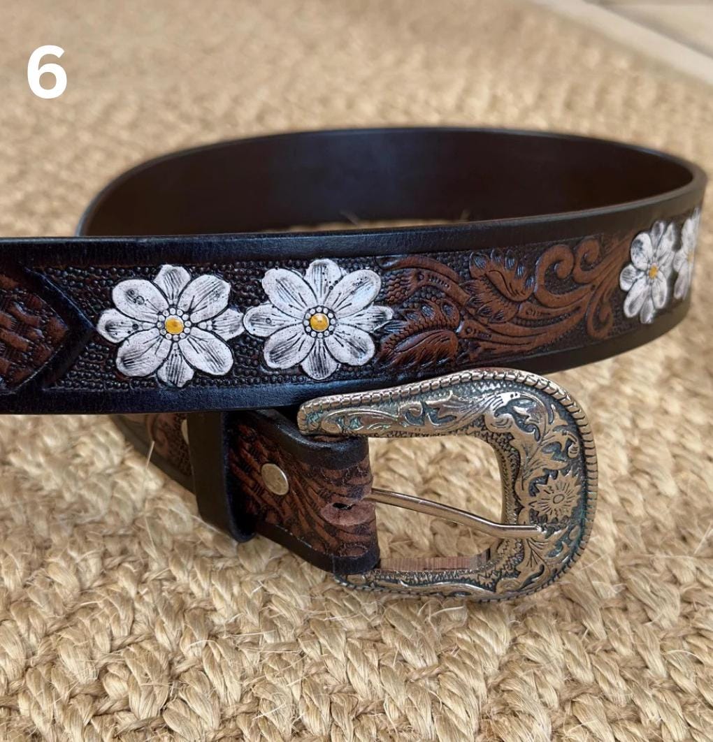 Hand Tooled Leather Belt for Women and Men - JayKayBoutiqueOnline