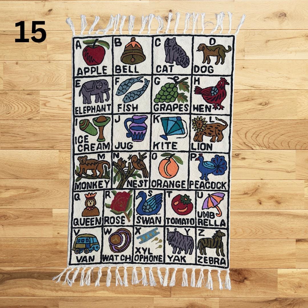 Handmade ABC Nursery Rug Tapestry - JayKayBoutiqueOnline