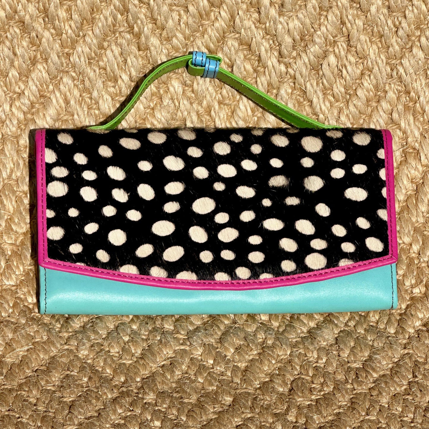 Coloured Leather Clutch Wallet with Animal Print Hide - JayKayBoutiqueOnline