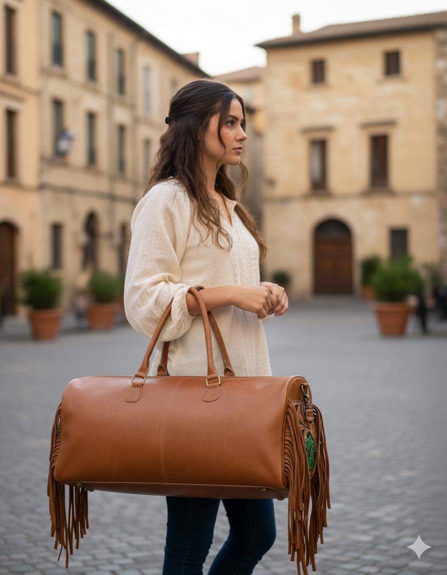 Cowhide & Leather Duffle Bag - JayKayBoutiqueOnline