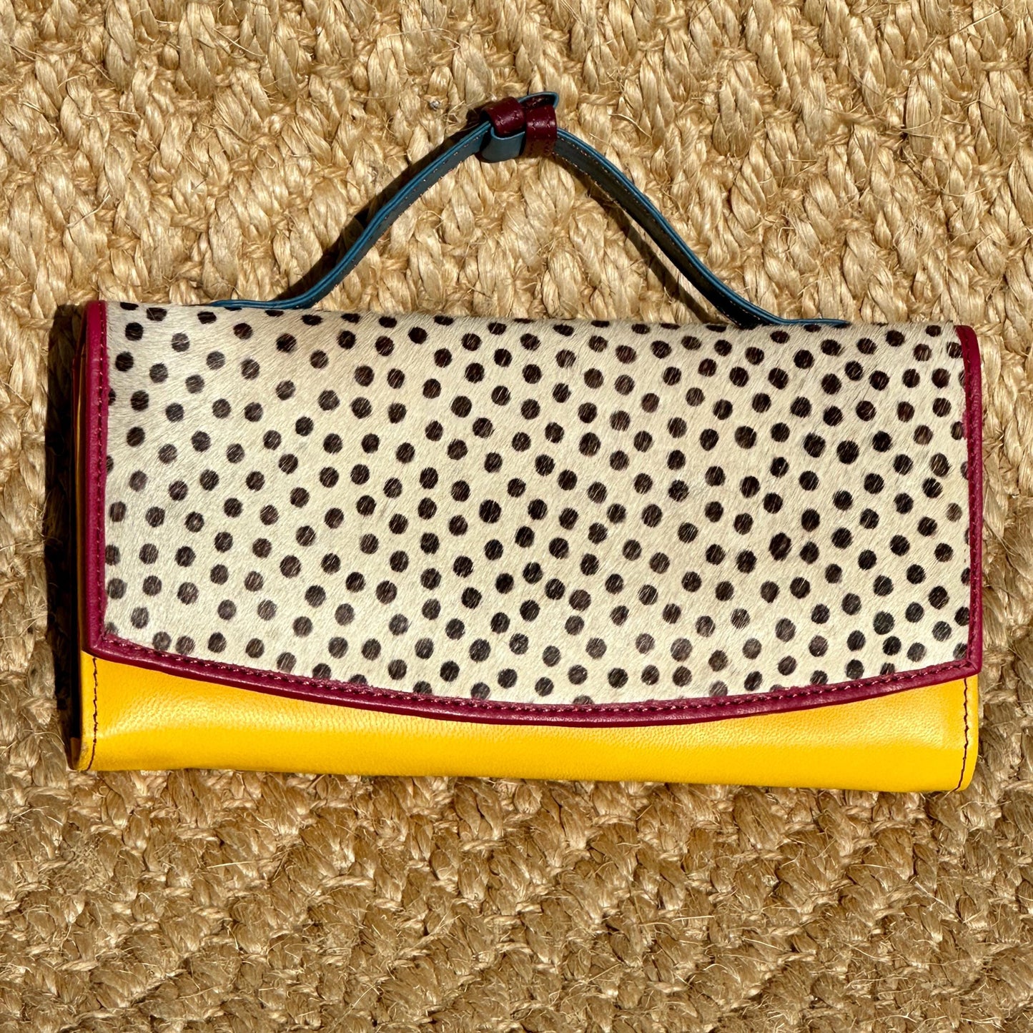 Coloured Leather Clutch Wallet with Animal Print Hide - JayKayBoutiqueOnline