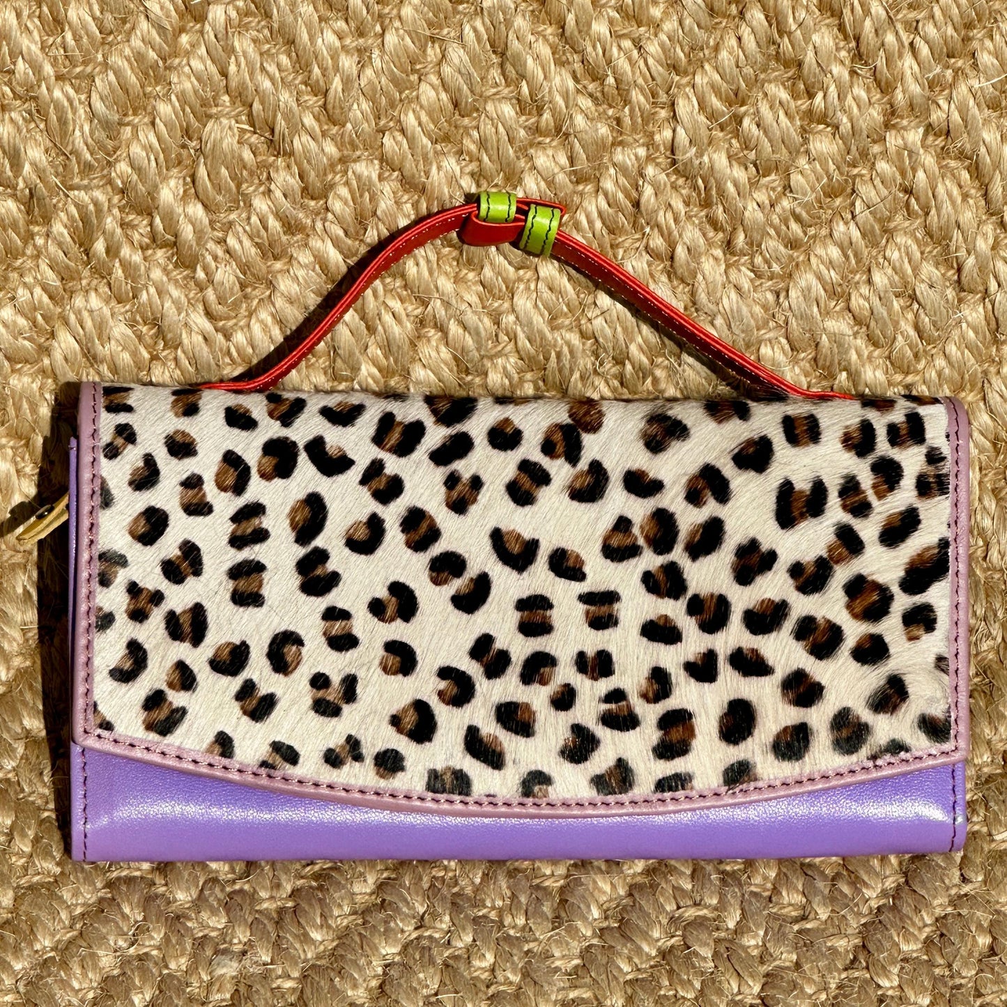 Coloured Leather Clutch Wallet with Animal Print Hide - JayKayBoutiqueOnline