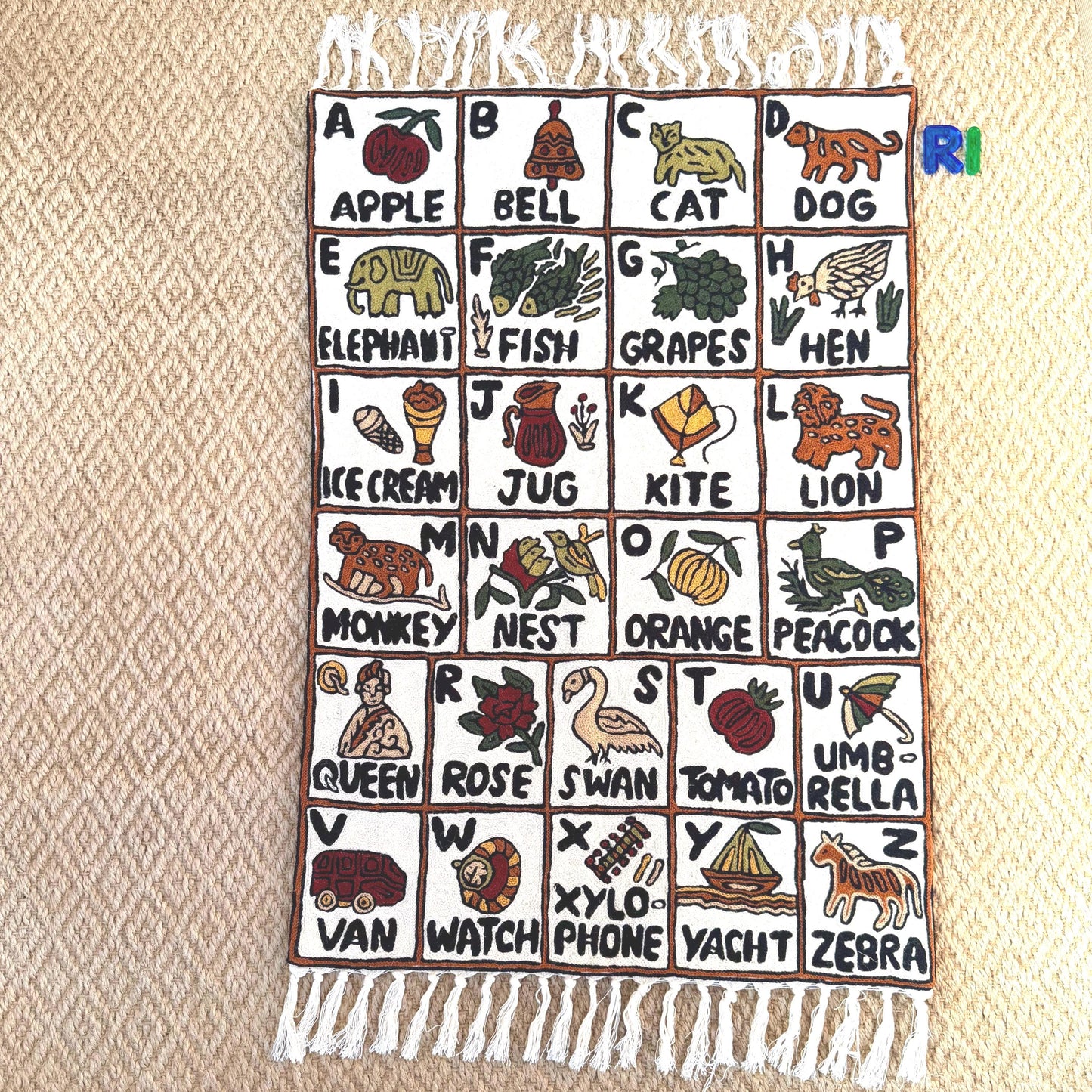 Handmade ABC Nursery Rug Tapestry - JayKayBoutiqueOnline