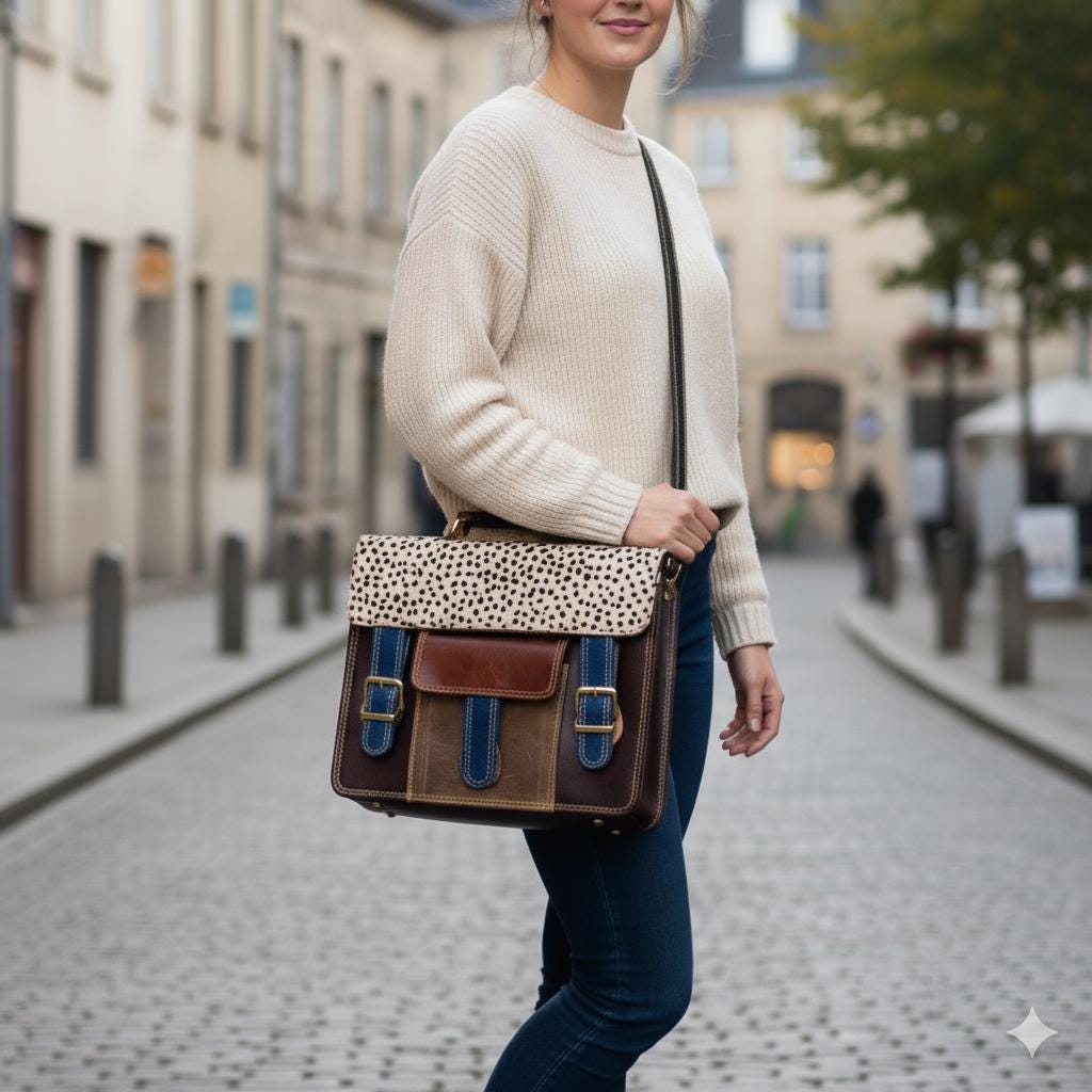 Recycled Leather Crossbody Satchel Bag - JayKayBoutiqueOnline