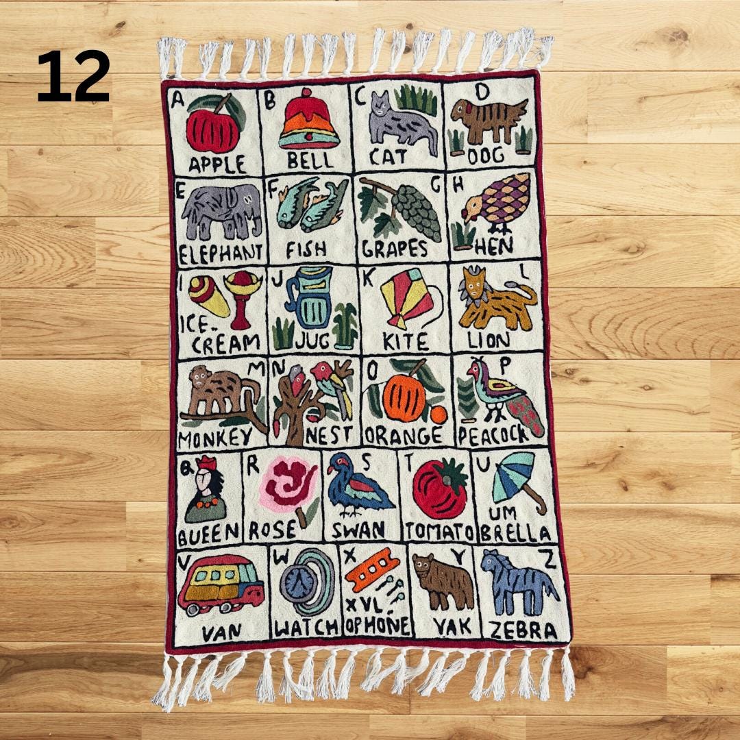 Handmade ABC Nursery Rug Tapestry - JayKayBoutiqueOnline
