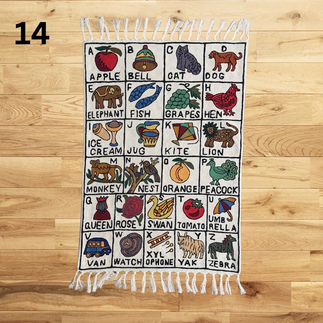 Handmade ABC Nursery Rug Tapestry - JayKayBoutiqueOnline