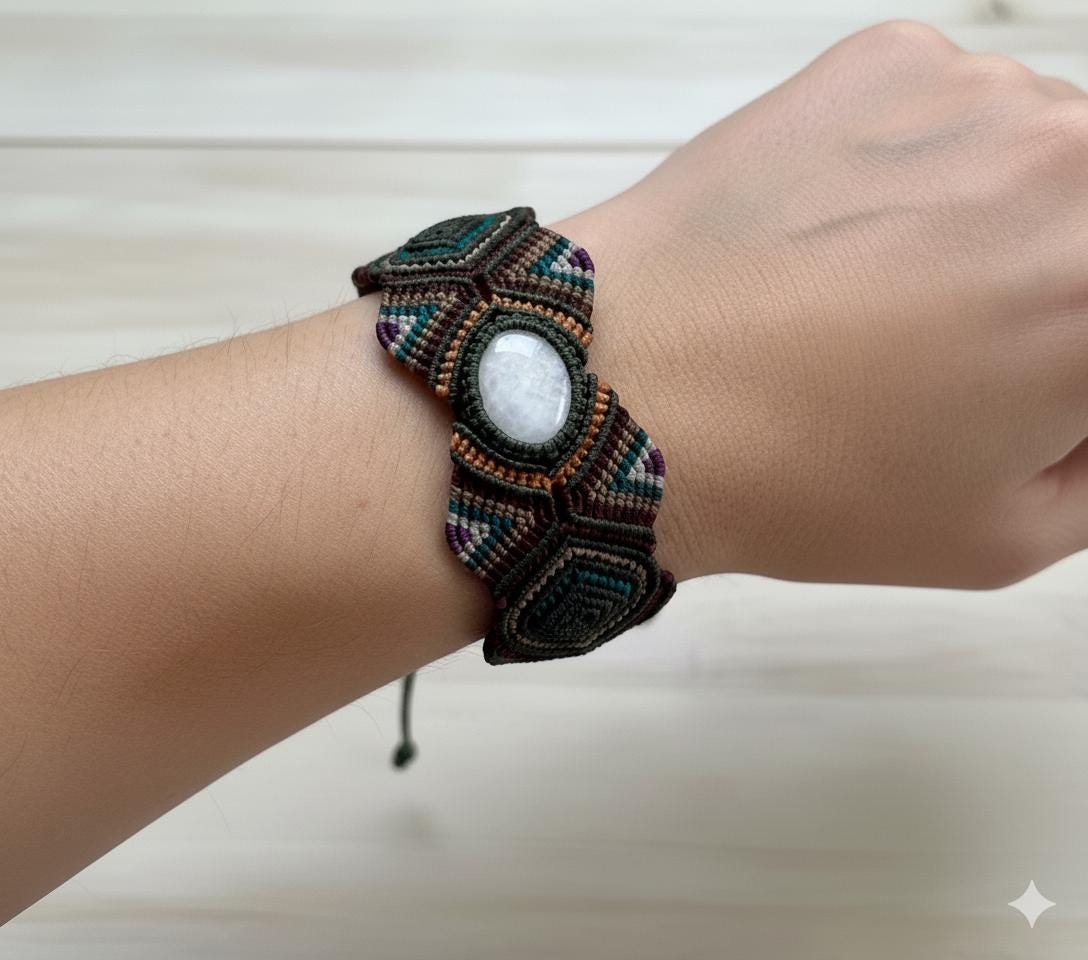 Gemstone Macrame Bracelet Handmade - JayKayBoutiqueOnline
