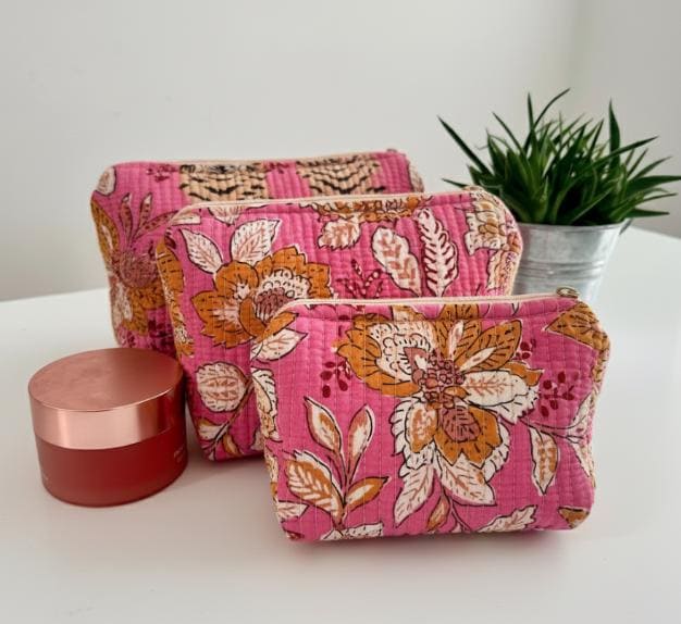Handmade Quilted Cotton Toiletry Bag Set - JayKayBoutiqueOnline