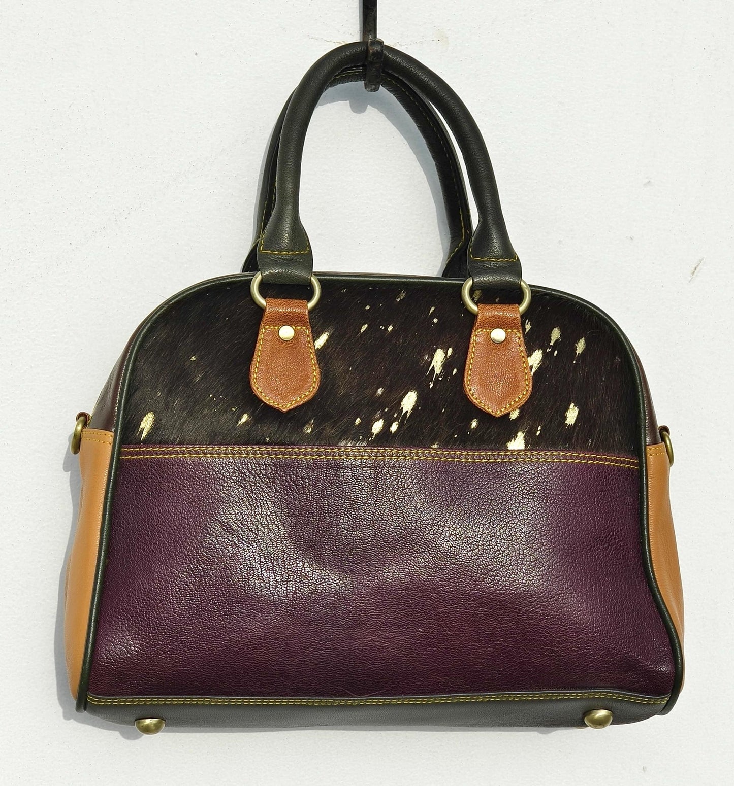 Coloured Leather Top Handle Leather Handbag: Vintage Style, Adjustable Strap - JayKayBoutiqueOnline