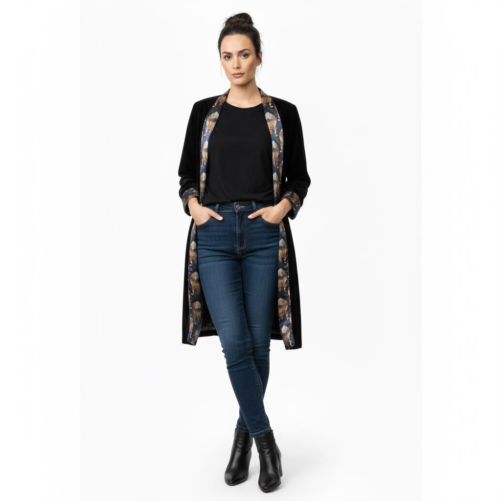 Reversible Tiger Print Velvet Duster Jacket - JayKayBoutiqueOnline