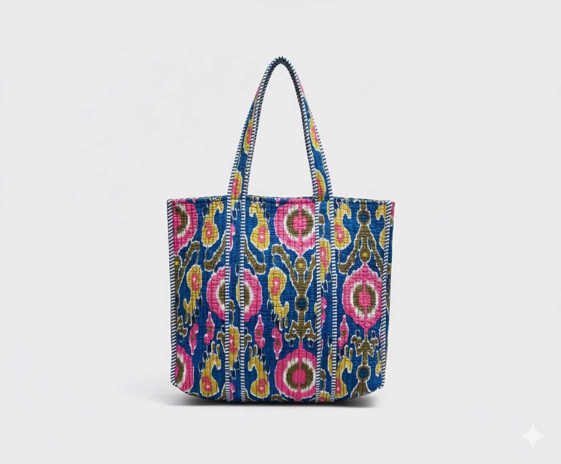 Cotton Quilted Tote Bag - JayKayBoutiqueOnline
