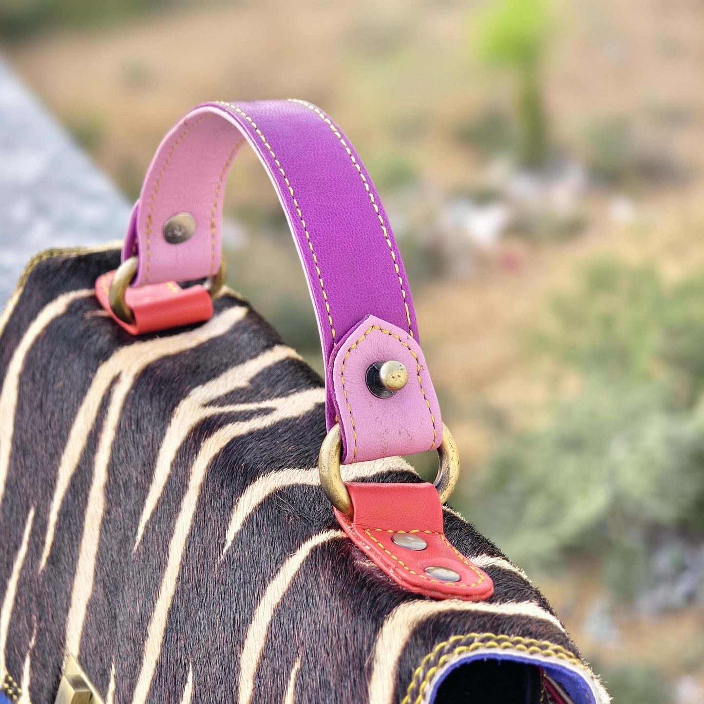 Coloured Leather Top Handle Leather Handbag with Animal Print Hide Options - JayKayBoutiqueOnline