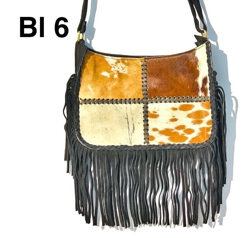 Handcrafted Cowhide & Suede Crossbody Fringe Bag - JayKayBoutiqueOnline