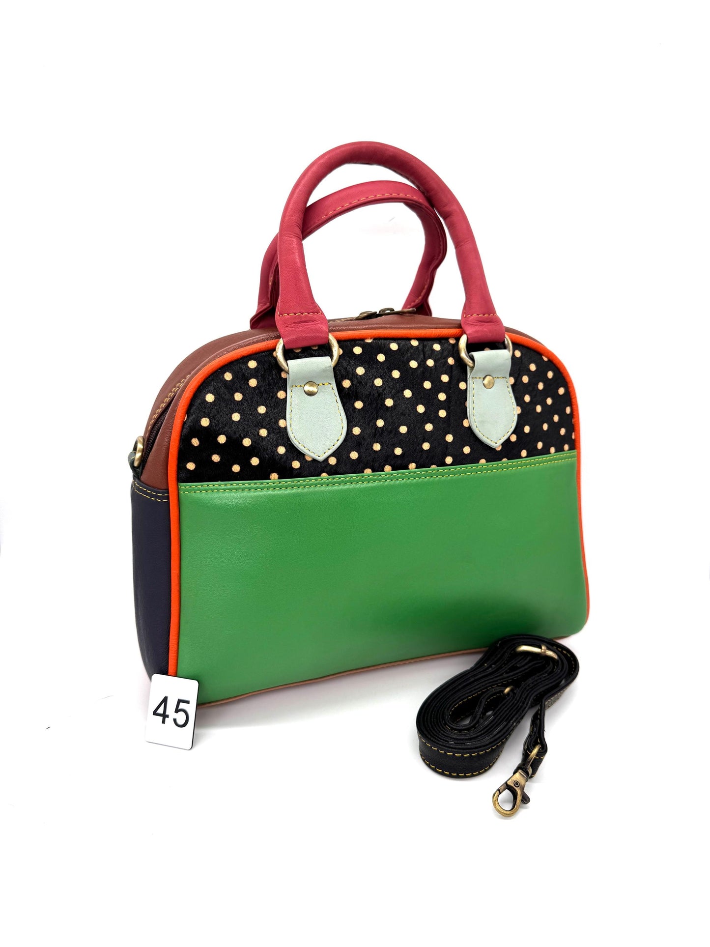 Recycled Coloured Leather Boston Bag - JayKayBoutiqueOnline