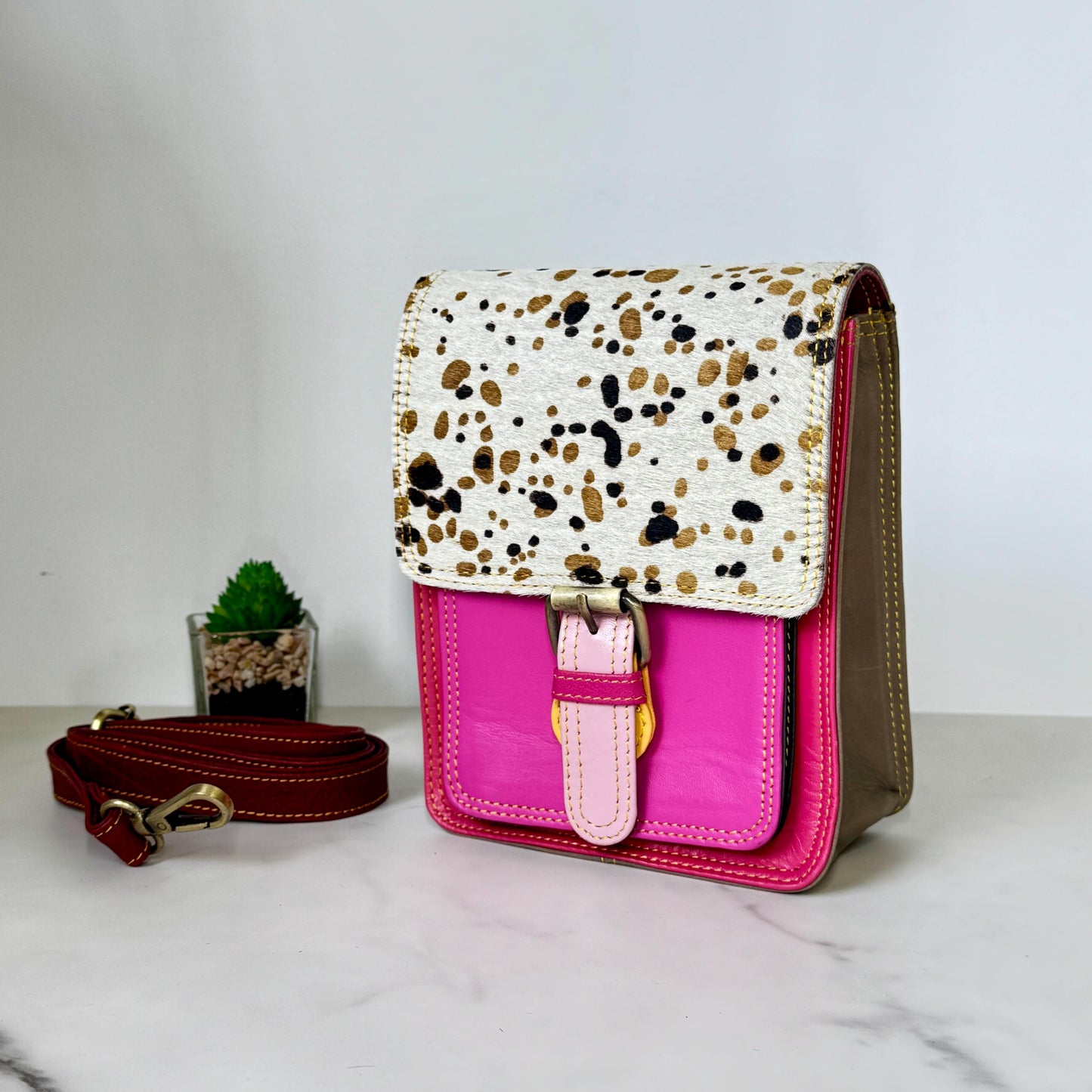 Recycled Coloured Leather Crossbody Bag - JayKayBoutiqueOnline