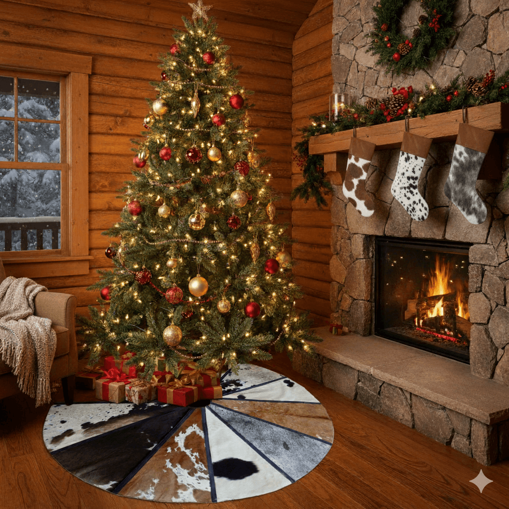 christmas tree with cowhide skirt and cowhide sttockings