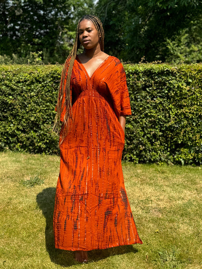 Long Kaftan Cover Up with Elastic Waist and Pockets | Long Kaftan Dress | Beach Cover Up | Beach Dress