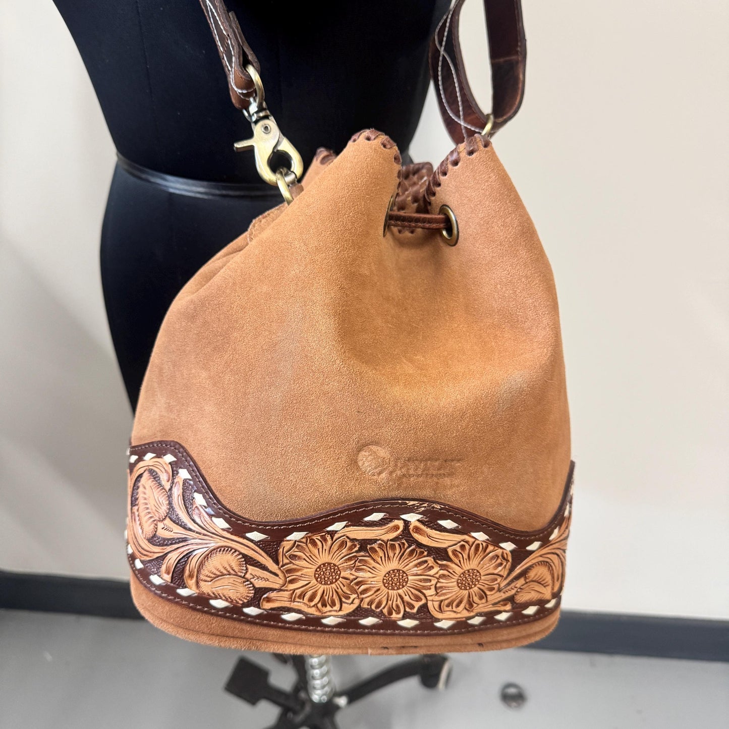 Western Style Bucket Bag Suede | Drawstring Bag | Suede Shoulder Bag for Women | Gift for Women | Gift for Her | Boho Bag | Valentines Gift