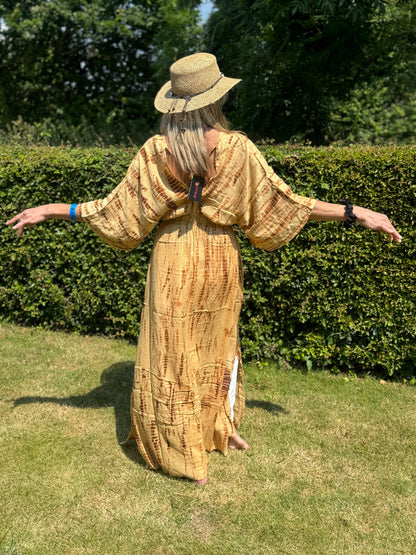 Long Kaftan Cover Up with Elastic Waist and Pockets | Long Kaftan Dress | Beach Cover Up | Beach Dress