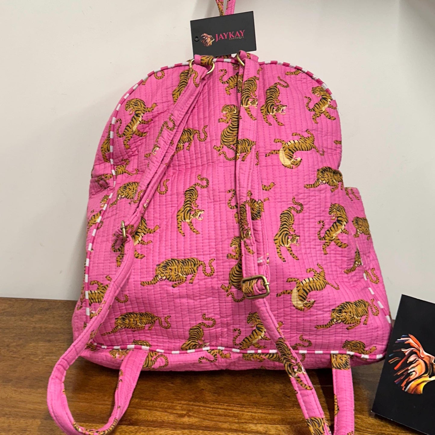 Quilted Cotton Backpack Tiger Print | Aztec Print Backpack | Lightweight Backpack | Baby Changing Bag Backpack | Schoolbag Backpack