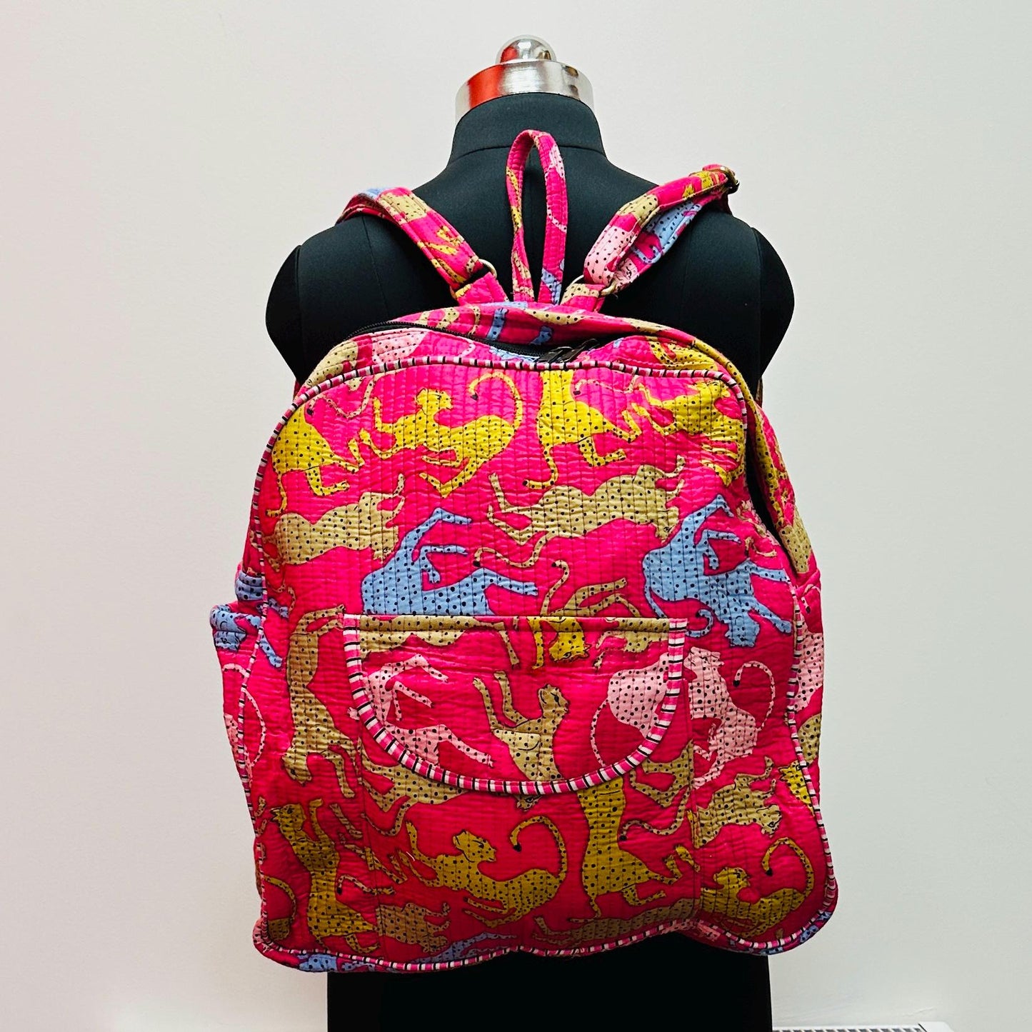 Quilted Cotton Backpack Tiger Print | Aztec Print Backpack | Lightweight Backpack | Baby Changing Bag Backpack | Schoolbag Backpack
