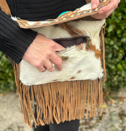 Western Style Suede Bag with Tassels | Crossbody Bag | Suede Shoulder Bag | Boho Tassel Bag | Festival Tassel Bag | Valentines Gift Bag |
