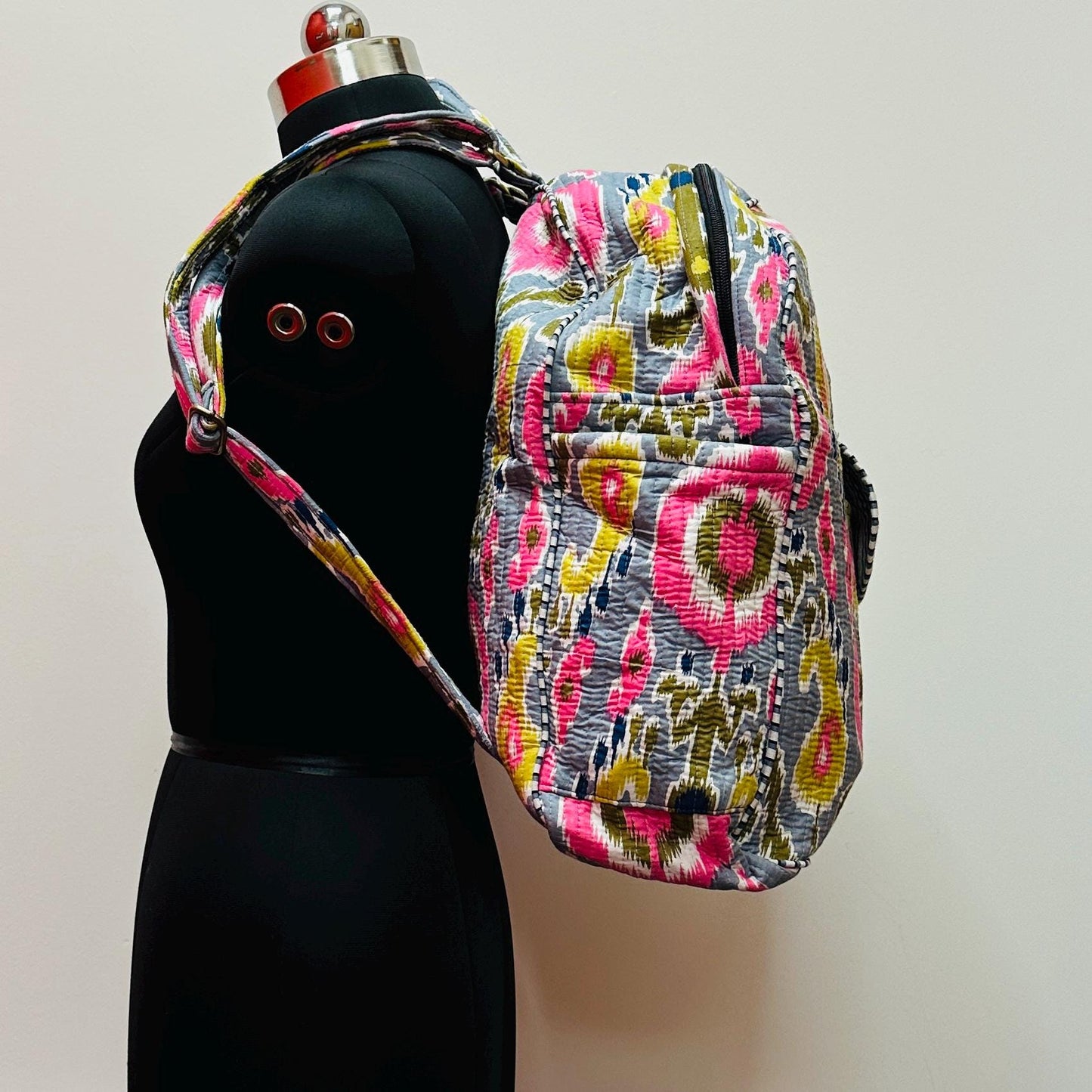 Quilted Cotton Backpack Tiger Print | Aztec Print Backpack | Lightweight Backpack | Baby Changing Bag Backpack | Schoolbag Backpack