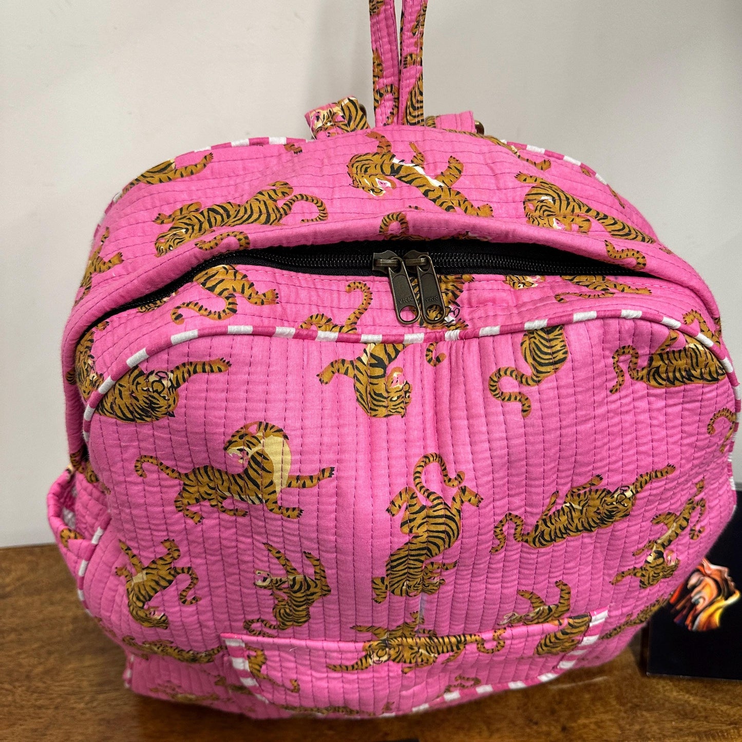 Quilted Cotton Backpack Tiger Print | Aztec Print Backpack | Lightweight Backpack | Baby Changing Bag Backpack | Schoolbag Backpack