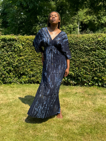 Long Kaftan Cover Up with Elastic Waist and Pockets | Long Kaftan Dress | Beach Cover Up | Beach Dress